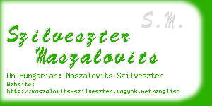 szilveszter maszalovits business card